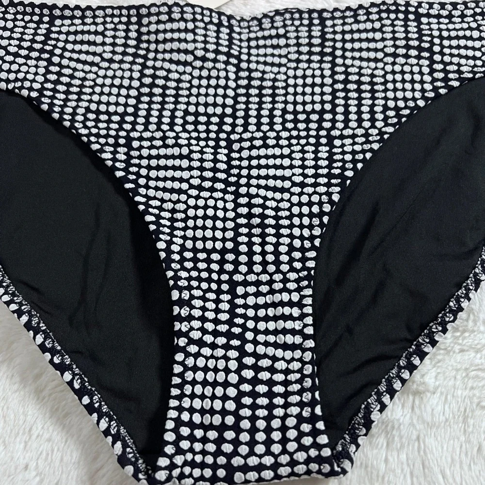 Aerie Women's Black White Polka Dot High Waisted Bikini Bottom XL‎ Swimwear New